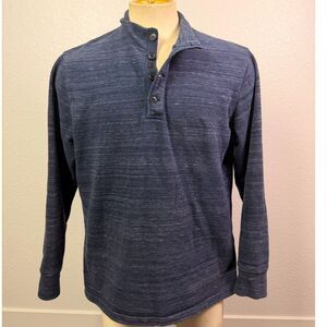 Relwen Loop Back Mock Henley Men’s XL Navy French Terry Heavyweight